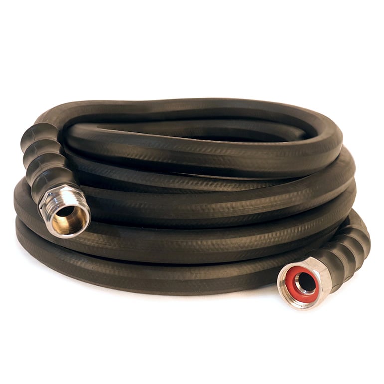 Apex Pro All Rubber Industrial Duty black hose coil top view